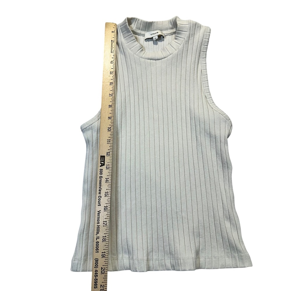Vince Ribbed Mock Neck Tank Top Womens XS Cream Minimalist Chic Shell - Picture 3 of 8